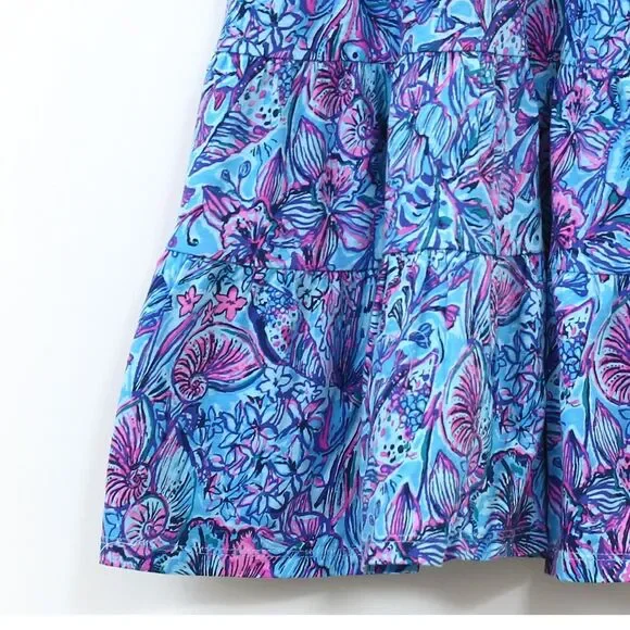 Lilly Pulitzer Girls Mini Kawai Dress Breakwater Blue Cotton S 4-5 YRS 281165
